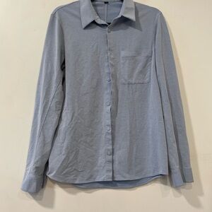 Lululemon Mens Long Sleeve Commission Shirt Blue Button-Up Slim Fit Size M